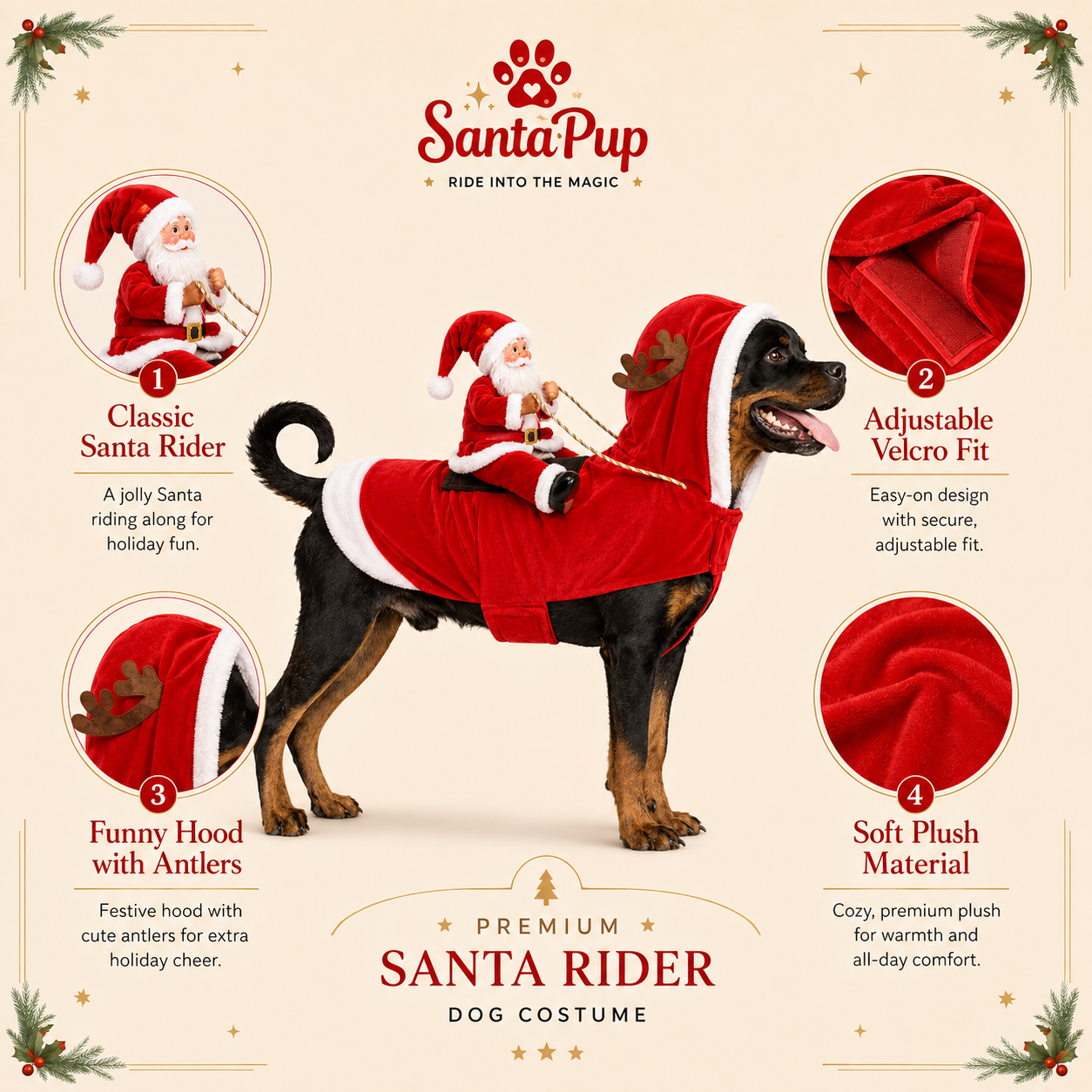 SantaPup™ Riding Santa Costume